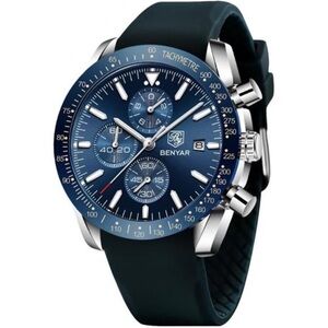 Mens Watches Analog Quartz Chronograph Waterproof Men's Wrist Watches Blue